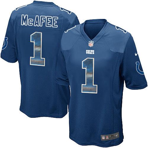 Nike Colts #1 Pat McAfee Royal Blue Team Color Men's Stitched NFL Limited Strobe Jersey - Click Image to Close